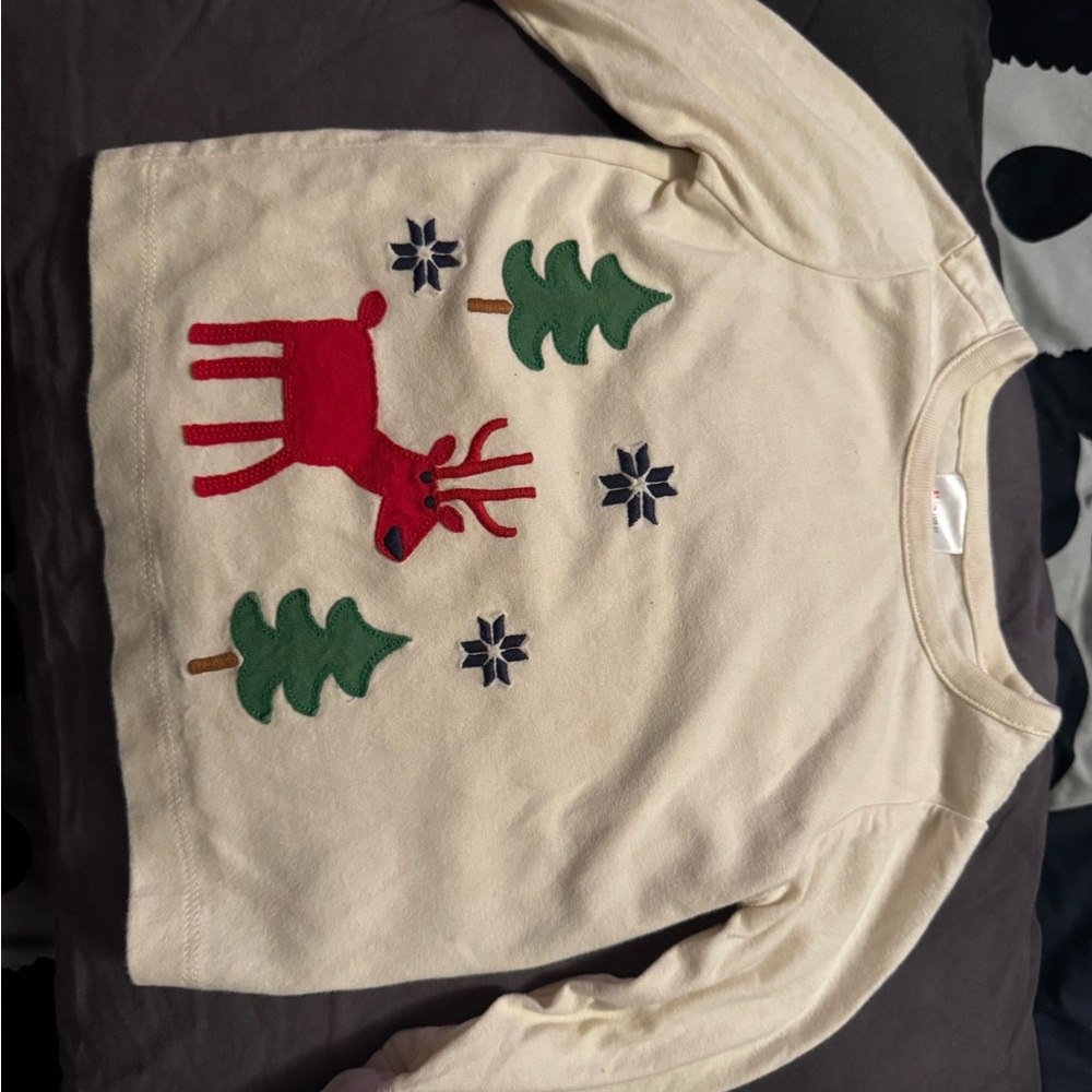 Hanna Andersson Cream Shirt with Red Accents